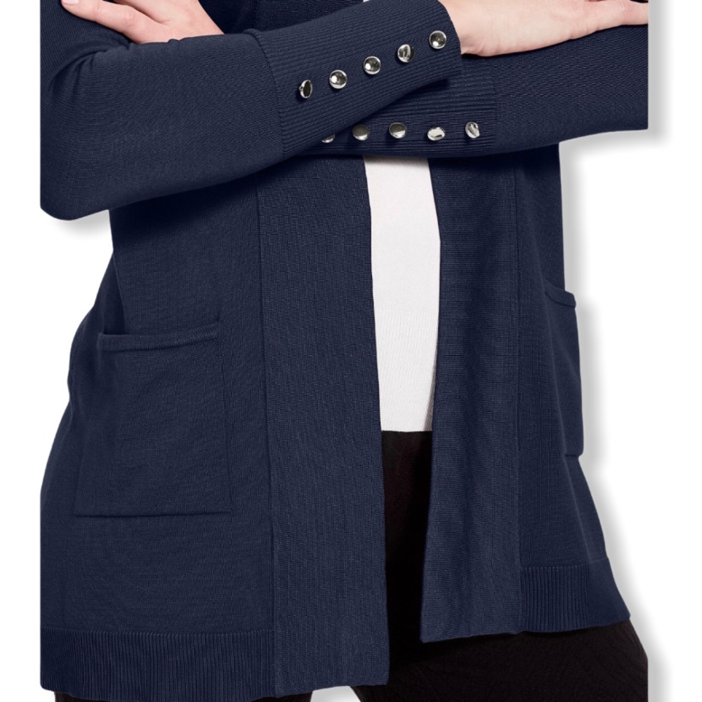 Jm Collection Lace-up-Sleeve Cardigan - Picture 2 of 6